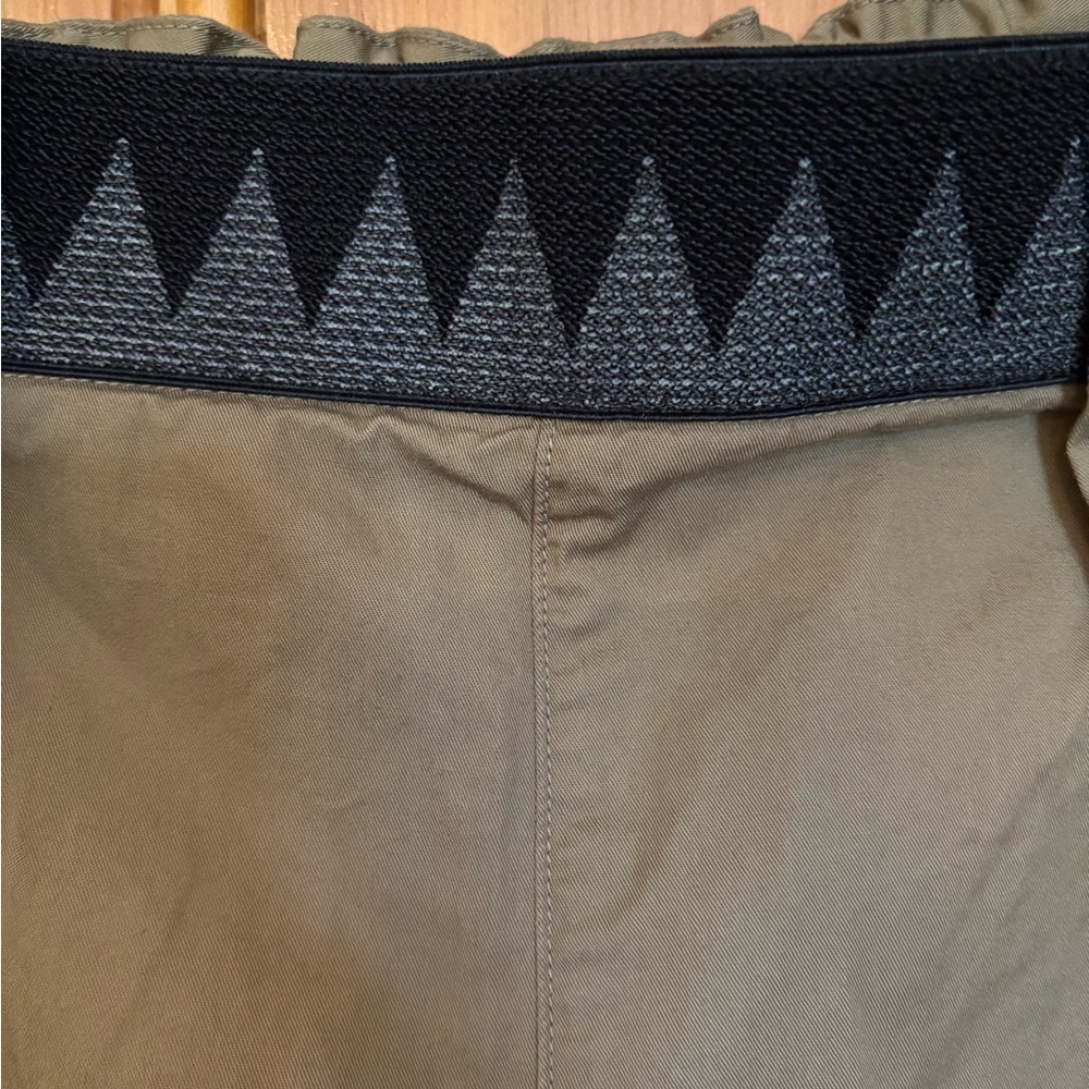 Kapital Tan Pull-on Cropped Pleated Pant with Velcro Closure, easy beach go pant - Picture 5 of 6